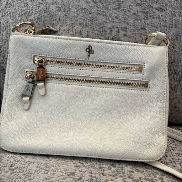 Cole Haan White Leather Crossbody Bag with Gold Accents - Picture 1 of 4